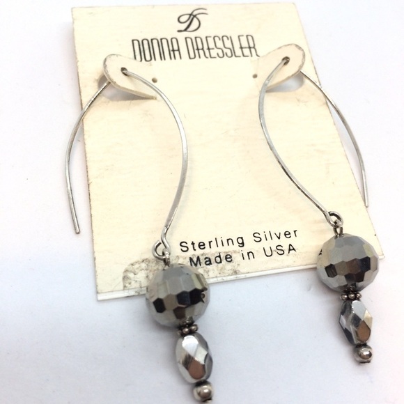 3/$30 DONNA DRESSLER STERLING SILVER EARRINGS EAR WIRE DISCO BALL - Picture 4 of 10